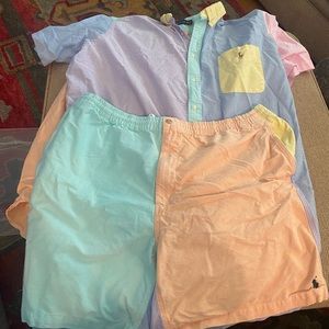 Men’s Polo Ralph Lauren Beautiful Multi-Color Shirt/Shorts 3XB Shirt & 4XB Short